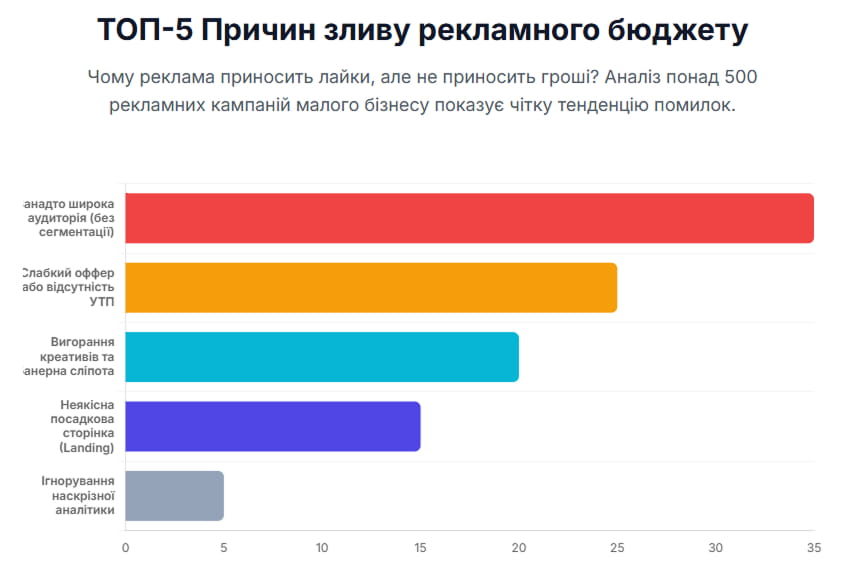 топ-5 причин зливу рекламного бюджету